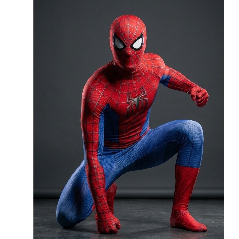 Spider-Man Cosplay Costume Mens Full Bodysuit Mask Red Blue Spandex Set